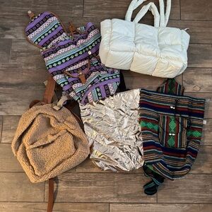 Multicolor Patterned Backpack/Tote Bag Bundle